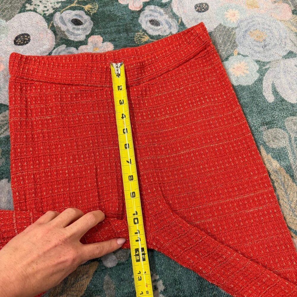 Zara Orange Textured Knit Flare Pants - Picture 12 of 15